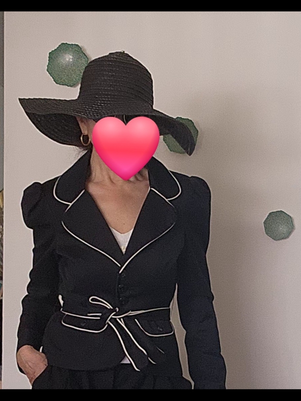 Rampage Black Blazer with White Piping and Self-Tie Belt